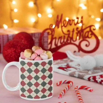 Superb Beige Christmas Coffee Mug with Coaster - Image 2