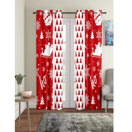 Christmas Tree Santa Pattern Christmas Curtain - Image 3