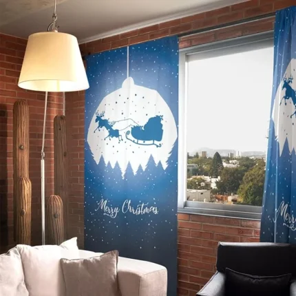 Santa in the Moon Christmas Curtain - Image 2