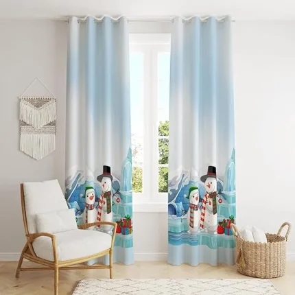 Snowman Printed Christmas Curtain