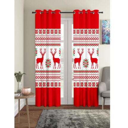Reindeer Printed Christmas Curtain - Image 3