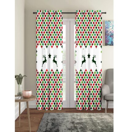 Reindeer & Stars Pattern Christmas curtain - Image 3