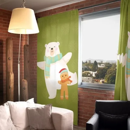 Cute Bear Design Christmas Curtain - Image 2