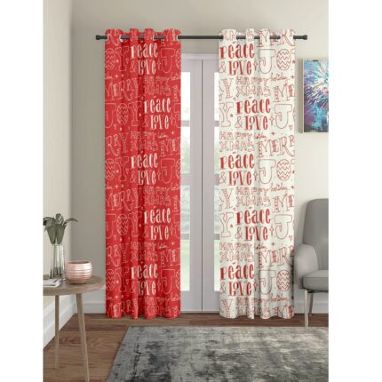 Peace Love Joy Printed Christmas Curtain - Image 3