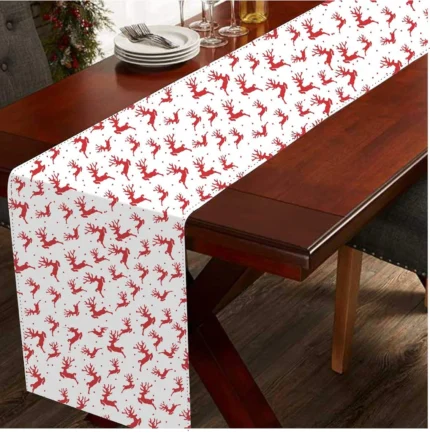 Xmas Reindeer, White Christmas Table Runner - Image 3