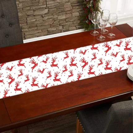 Xmas Reindeer, White Christmas Table Runner - Image 4
