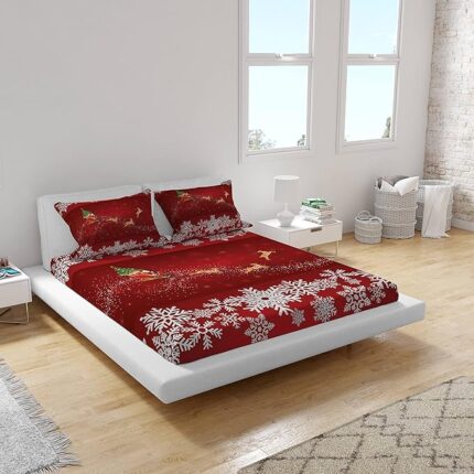 Red Christmas Pattern Christmas Bedsheet - Image 2