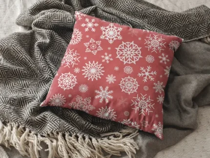 Snowflakes Pattern Christmas Cushion Cover - Image 2