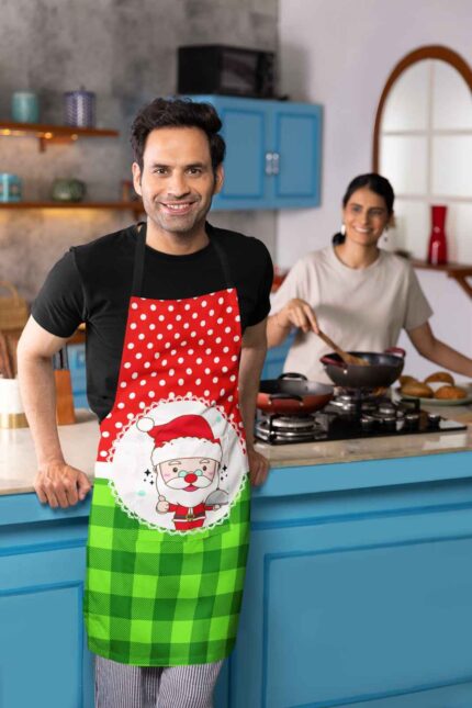 Cute Santa Printed Christmas apron - Image 2