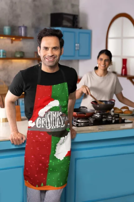 Merry Christmas Printed Christmas apron - Image 3