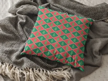 Diamond Pattern Christmas Cushion Cover - Image 3