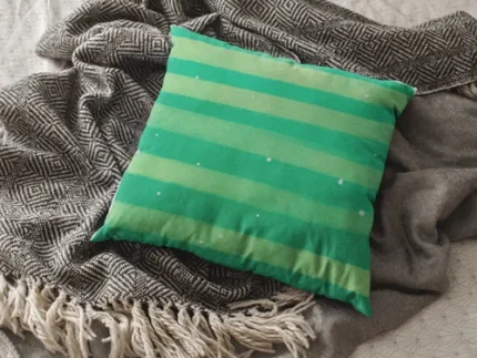 Classic Green Striped Christmas Cushion Cover - Image 2