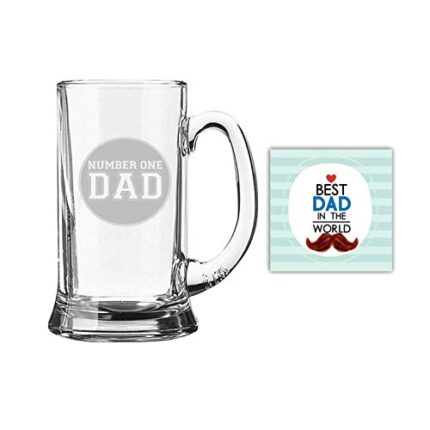 Birthday Gifts for Father, Engraved No.1 Dad Beer Mug for Dad 580 ml by Giftsmate - Image 1
