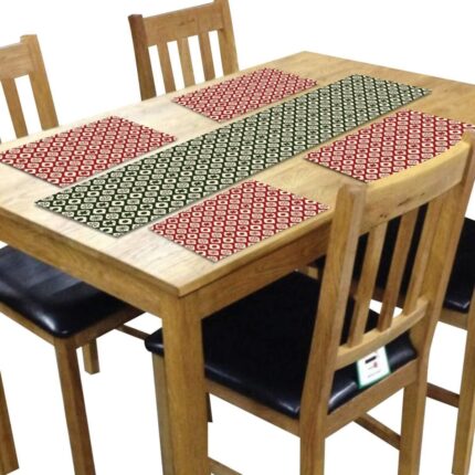 Giftsmate Christmas Decorations Table Runner Cloth Cover – Splendid Xmas Table Mats - 1 Runner 4 Mats - Image 1