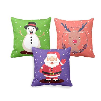 Giftsmate Cushion Covers House Decoration Set of 3 - Santa Claus Reindeer Snowman - Image 1