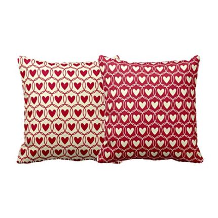 Giftsmate Decorative Cushion Cover Cotton for Couple Bedroom Affectionate Heart Valentine Bed Home Sofa Printed Throw Cushion Cover Set of 2 - Image 1
