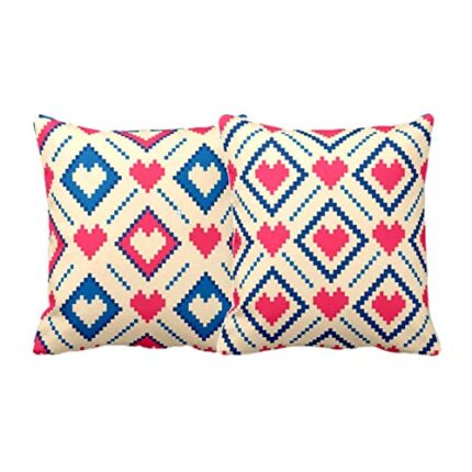 Giftsmate Decorative Cushion Cover Cotton for Couple Bedroom Cordial Heart Valentine Bed Home Sofa Printed Throw Cushion Cover Set of 2 - Image 1