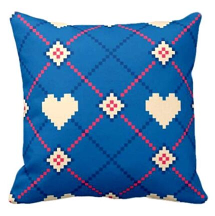 Giftsmate Decorative Cushion Cover Cotton for Couple Bedroom Expressive Diamonds Valentine Bed Home Sofa Hearts Printed Throw Cushion Cover - Image 1