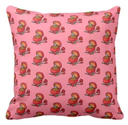 Giftsmate Decorative Cushion Cover Cotton for Couple Bedroom Ring Propose Rose Hearts Valentine Bed Home Sofa Printed Throw Cushion Cover - Image 1