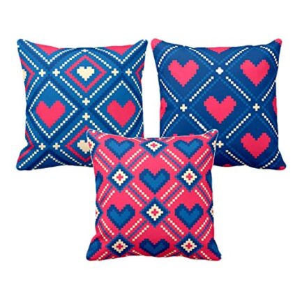 Giftsmate Decorative Cushion Covers Cotton for Couple Bedroom Valentine Bed Home Sofa Infatuated Hearts Printed Throw Cushion Cover Set of 3 - Image 1