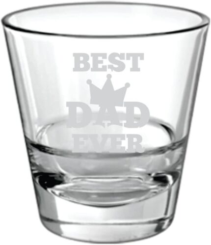 Giftsmate Fathers Day Gifts, King Best Dad Ever Whiskey Glass for Birthday Old Fashioned Scotch Glass With Table Coaster - Image 3