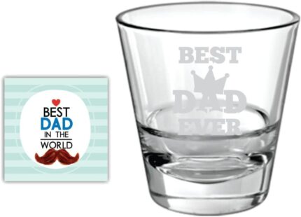 Giftsmate Fathers Day Gifts, King Best Dad Ever Whiskey Glass for Birthday Old Fashioned Scotch Glass With Table Coaster - Image 1