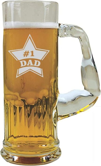 Giftsmate Fathers Day Gifts for Dad, Starry No.1 Dad Engraved Beer Mug for Father - Image 1