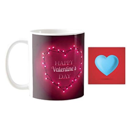 Giftsmate Happy Valentines Day Gift Combo Bulb Lights for Girlfriend Boyfriend Husband Wife Coffee Mug - Image 1