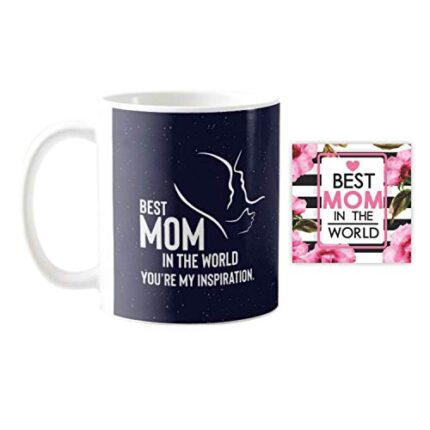 Giftsmate Mother's day Gifts for Mom - Best Mom In The World Gift Combo Hamper Set of 2 - Mug, Coaster - Image 1