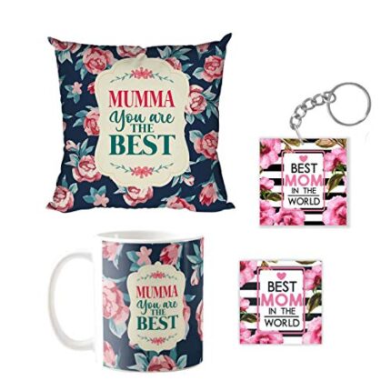 Giftsmate Mother's day Gifts for Mom - Mumma You Are The Best Gift Combo Hamper Set of 4 - Mug, Coaster,Keychain, Cushion Cover 12x12 - Image 1