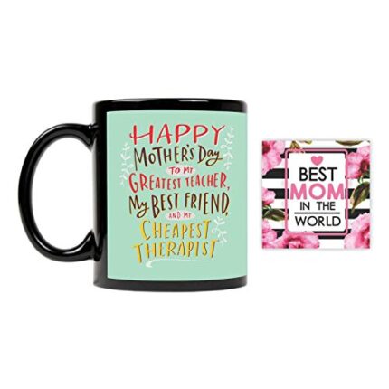 Giftsmate Mother's day Gifts for Mom - To The Best Mom In The World Gift Combo Hamper Set of 2 - Mug, Coaster - Image 1