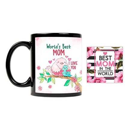 Giftsmate Mother's day Gifts for Mom - World's Best Mom Gift Combo Hamper Set of 2 - Mug, Coaster - Image 1