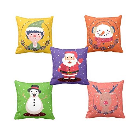 Giftsmate Set of 5 Cushion Cover House Decoration Santa Claus Snowman - Image 1