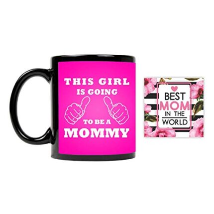 Giftsmate This Girl Is Going To Be A Mommy Mother's day Gifts for New Mom Gift Combo Hamper Set of 2 - Mug, Coaster - Image 1