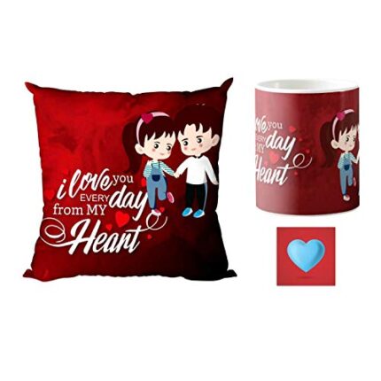 Giftsmate Valentine Gift Combo for Girlfriend Wife Mug I Love You Everyday from Heart - Image 1