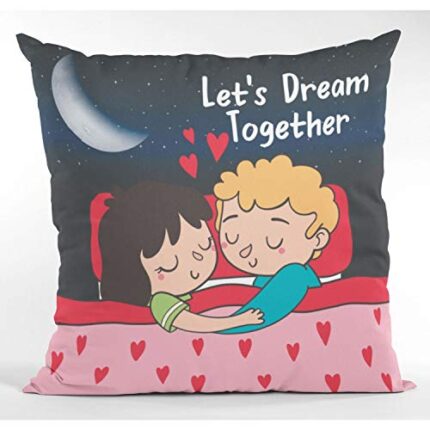 Giftsmate Valentine Gifts for Girlfriend Boyfriend Cushion Cover Lets Dream Together Young Couple Husband Wife Love Printed Throw Pillow - Image 1
