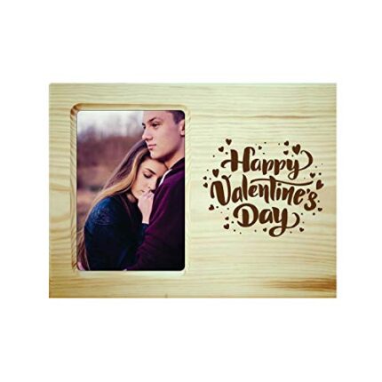Giftsmate Valentine Gifts for Girlfriend Boyfriend Husband Wife Happy Valentine's Day Engraved Wooden Photo Frame Plaque - Image 1