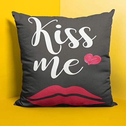 Giftsmate Valentine Kiss Day Gifts for Girlfriend Wife Kiss Me Cushion Cover Love Printed Throw Pillow Couple - Image 1