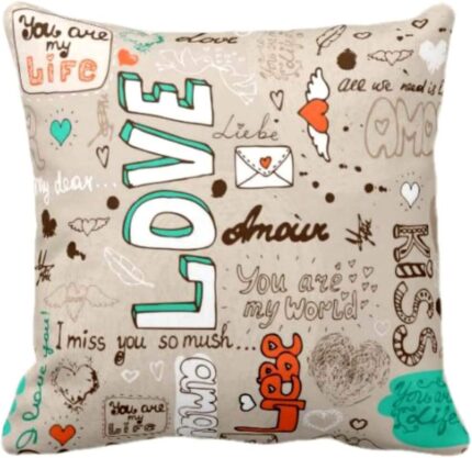 Giftsmate Valentine Miss You Gifts Cushion Cover for Girlfriend Boyfriend You are My Life Doodle Printed Throw Pillow Cover - Image 6