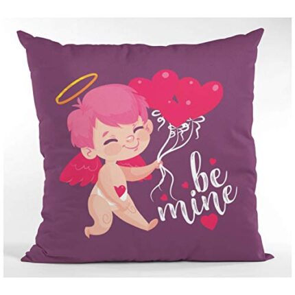 Giftsmate Valentine Propose Day Gifts for Girlfriend Wife Be Mine Cupid Cushion Cover Love Printed Throw Pillow Couple - Image 1