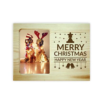 Giftsmate for House Decoration Merry Christmas Happy New Year Engraved Wooden Photo Frame - Image 1