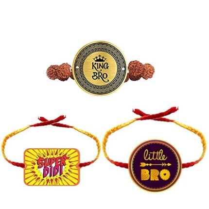 Hopcara Printed Acrylic Kids Rakhi Set of 3 for Brother and Sister|Raskhabandhan Special, King bro_Super didi_Little bro, Acrylic - Image 1