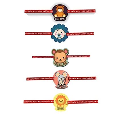 Hopcara Printed Acrylic Rakhi Set of 5 for Brother |Raskhabandhan Special, Design 12, Acrylic - Image 1