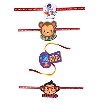 Hopcara Printed Acrylic Rakhi Set of 5 for Brother |Raskhabandhan Special, Design 3, Acrylic - Image 1