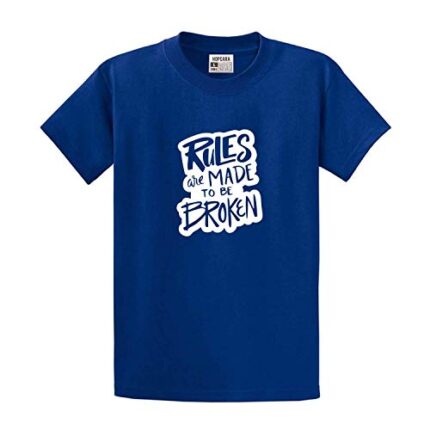 Hopcara Unisex Kids Cotton Printed Regular Fit T-Shirt (Rules are Made to Be Broken, Blue, 9-10 Years) - Image 1