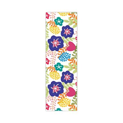 TheYaYaCafe 4 Table Mats And Runner Set For Dining Table (1 Table Runner Leatherite 12X48 Inches, 4 Cotton Table Placemats) Floral Flower Gorgeous Printed - Image 1