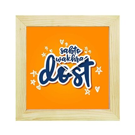 TheYaYaCafe 6X6 Inches, Desk Clock Sabto Wakhra Dost Canvas