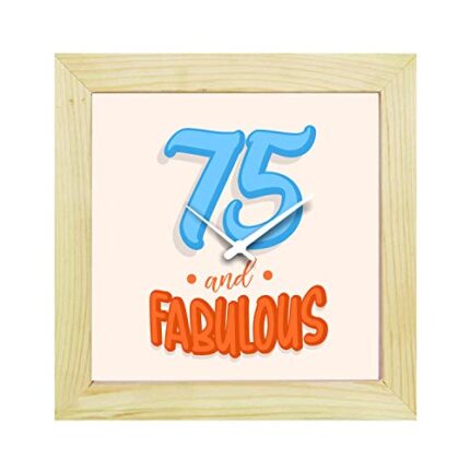 TheYaYaCafe 75Th Birthday Gifts, 6 X 6 Inches Desk Clock 75 Fabulous Canvas