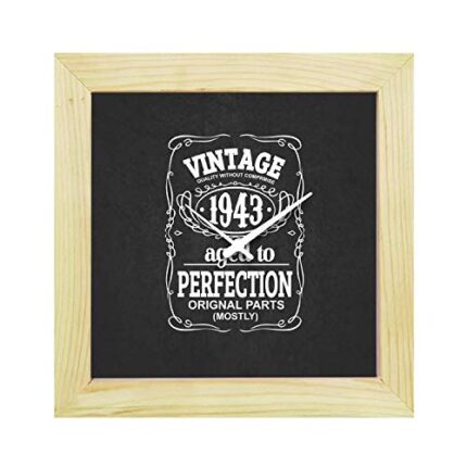 TheYaYaCafe 75Th Birthday Gifts, 8 X 8 Inches Desk Clock Vintage 1943 Canvas