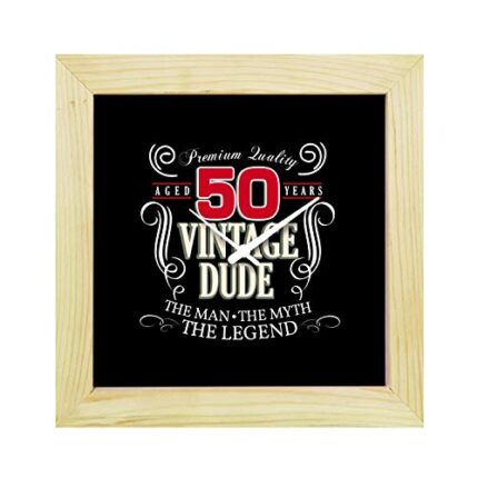 TheYaYaCafe 8X8 Inches 50Th Birthday Gifts Desk Clock 50 Vintage Dude Canvas